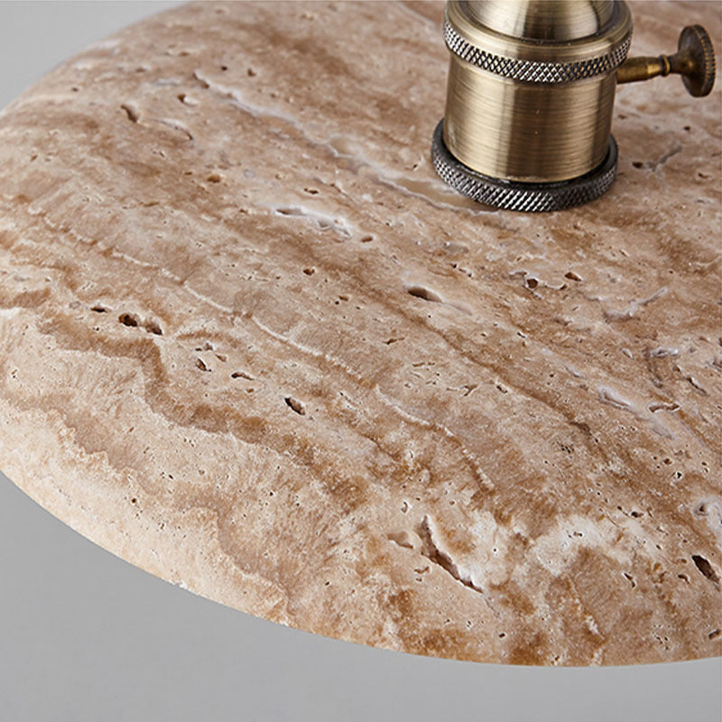Suspension luminaire contemporain nordique en métal en forme de disque en travertin avec verre 1/3 lumière pour salle à manger 