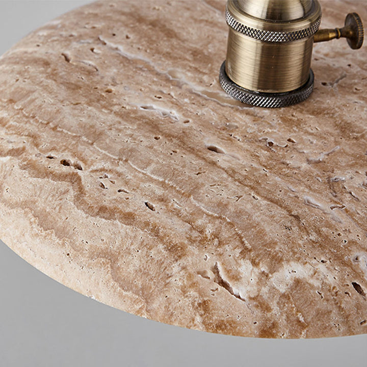Suspension luminaire contemporain nordique en métal en forme de disque en travertin avec verre 1/3 lumière pour salle à manger 
