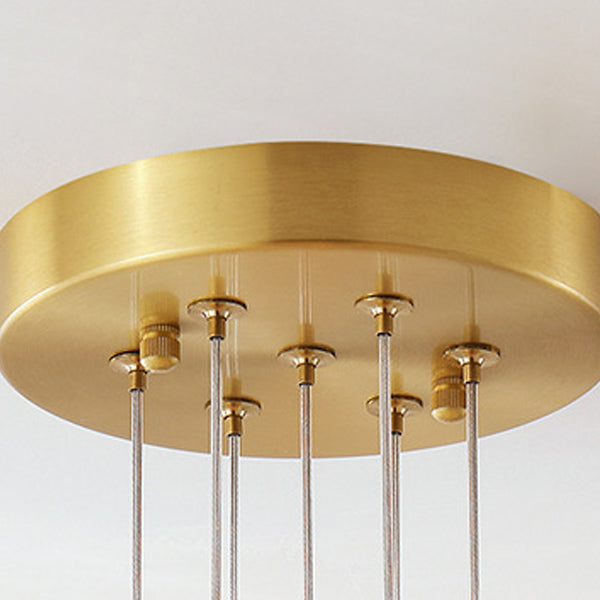 Traditional Luxury Multi-Flower Brass Glass 7-Light Chandelier For Bedroom