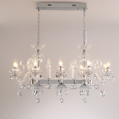Modern Luxury Candlestick-Shaped Metal Crystal 10/12-Light Chandelier For Dining Room
