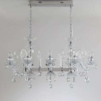 Modern Luxury Candlestick-Shaped Metal Crystal 10/12-Light Chandelier For Dining Room