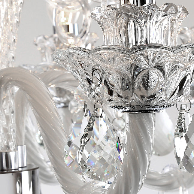 Modern Luxury Candlestick-Shaped Metal Crystal 10/12-Light Chandelier For Dining Room