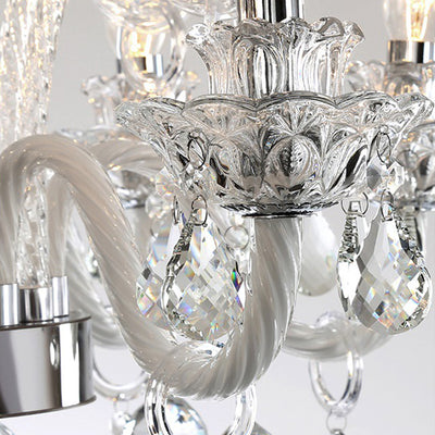 Modern Luxury Candlestick-Shaped Metal Crystal 10/12-Light Chandelier For Dining Room