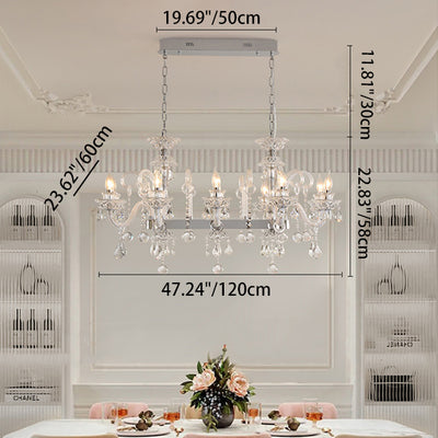 Modern Luxury Candlestick-Shaped Metal Crystal 10/12-Light Chandelier For Dining Room