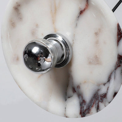 Contemporary Scandinavian Disc-Shaped Metal Marble 1-Light Pendant Light For Dining Room