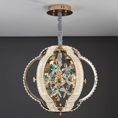 Contemporary Luxury Hollow Sphere Metal Crystal LED Chandelier For Bedroom