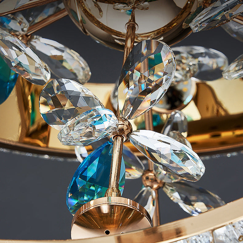 Contemporary Luxury Hollow Sphere Metal Crystal LED Chandelier For Bedroom