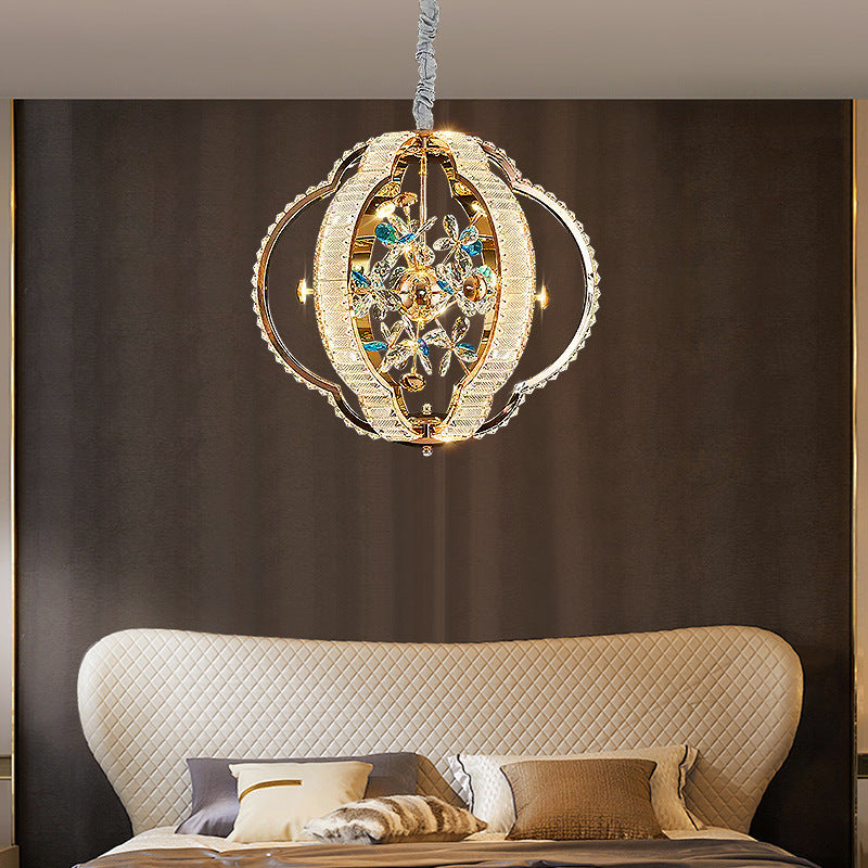 Contemporary Luxury Hollow Sphere Metal Crystal LED Chandelier For Bedroom