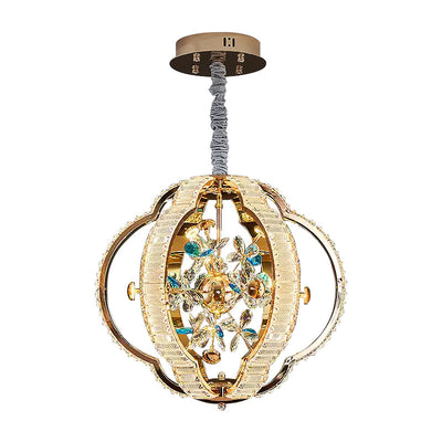 Contemporary Luxury Hollow Sphere Metal Crystal LED Chandelier For Bedroom