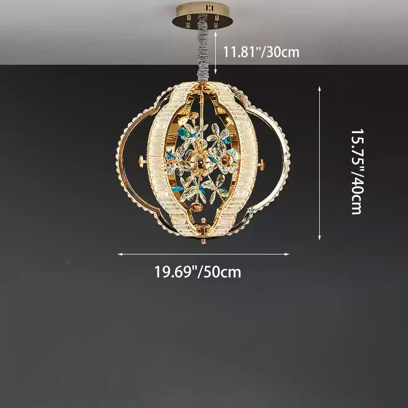 Contemporary Luxury Hollow Sphere Metal Crystal LED Chandelier For Bedroom