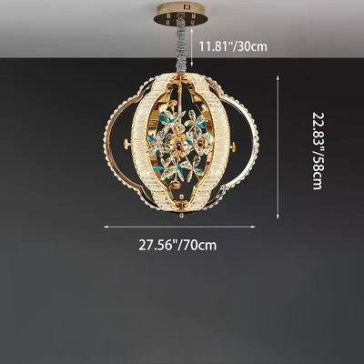 Contemporary Luxury Hollow Sphere Metal Crystal LED Chandelier For Bedroom