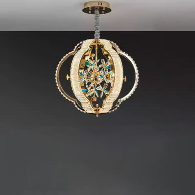 Contemporary Luxury Hollow Sphere Metal Crystal LED Chandelier For Bedroom