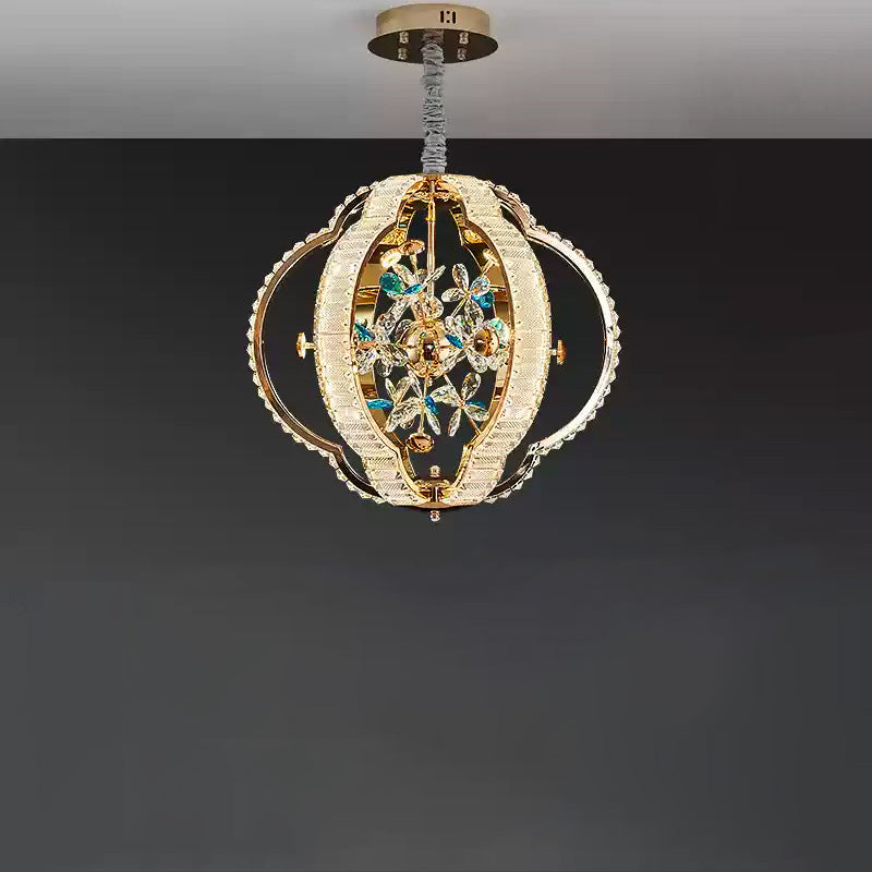 Contemporary Luxury Hollow Sphere Metal Crystal LED Chandelier For Bedroom
