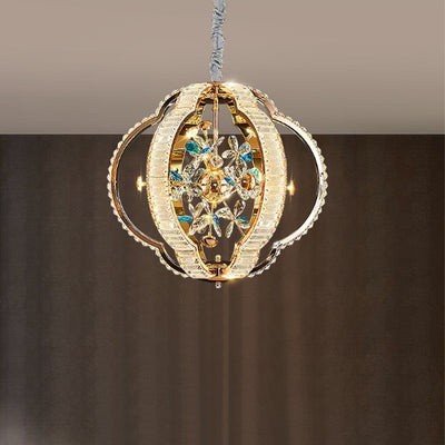 Contemporary Luxury Hollow Sphere Metal Crystal LED Chandelier For Bedroom