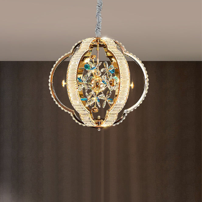 Contemporary Luxury Hollow Sphere Metal Crystal LED Chandelier For Bedroom