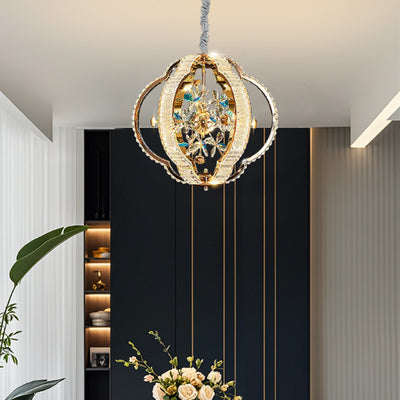 Contemporary Luxury Hollow Sphere Metal Crystal LED Chandelier For Bedroom