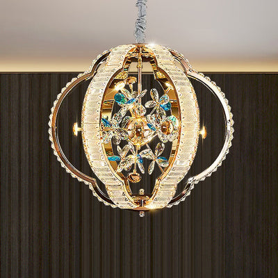 Contemporary Luxury Hollow Sphere Metal Crystal LED Chandelier For Bedroom