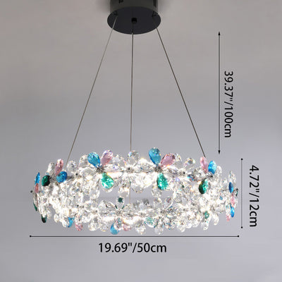 Contemporary Luxury Circular Wave Line Hardware Crystal LED Chandelier For Living Room