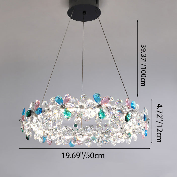 Contemporary Luxury Circular Wave Line Hardware Crystal LED Chandelier For Living Room