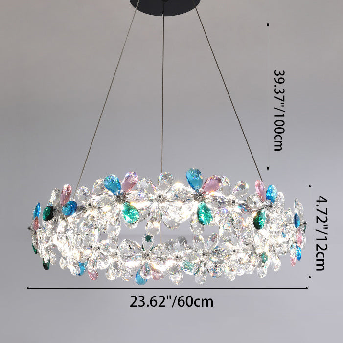Contemporary Luxury Circular Wave Line Hardware Crystal LED Chandelier For Living Room