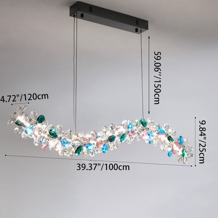 Contemporary Luxury Circular Wave Line Hardware Crystal LED Chandelier For Living Room