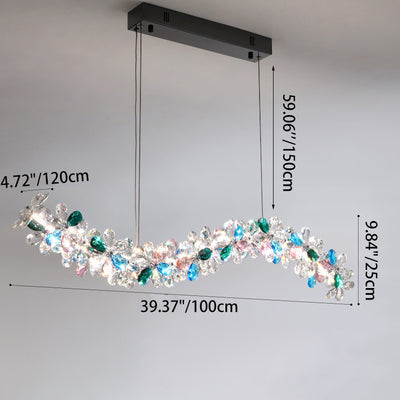 Contemporary Luxury Circular Wave Line Hardware Crystal LED Chandelier For Living Room