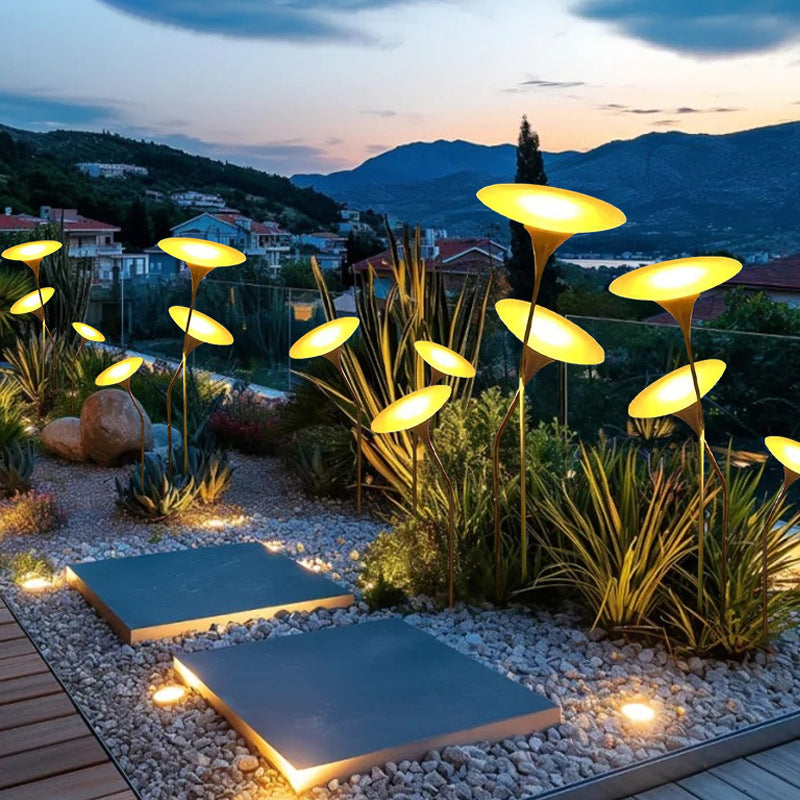 Contemporary Creative Waterproof Solar Mushroom-shaped Stainless Steel Acrylic LED Outdoor Light Landscape Lighting For Garden