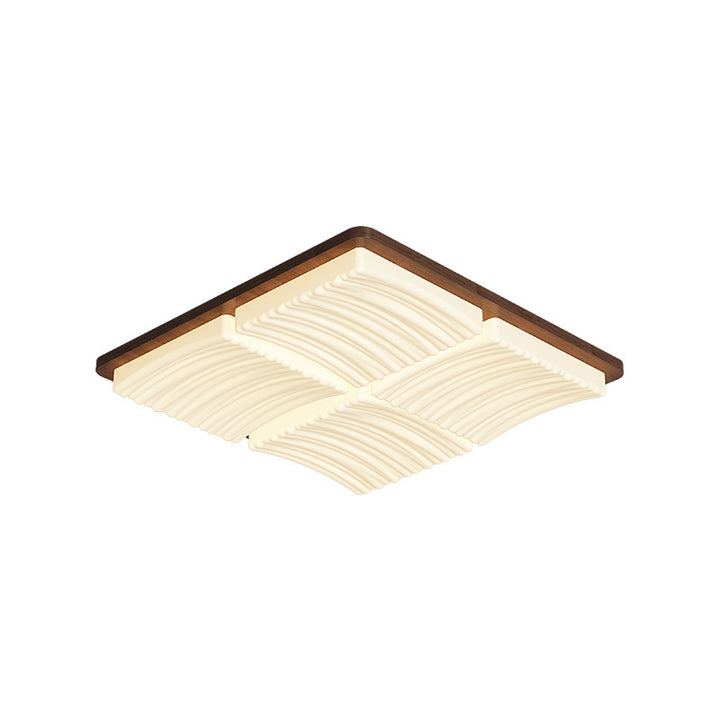 Modern Minimalist Square Wave Pattern Iron Acrylic LED Flush Mount Ceiling Light For Bedroom