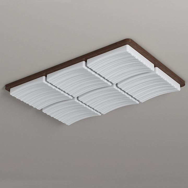 Modern Minimalist Square Wave Pattern Iron Acrylic LED Flush Mount Ceiling Light For Bedroom