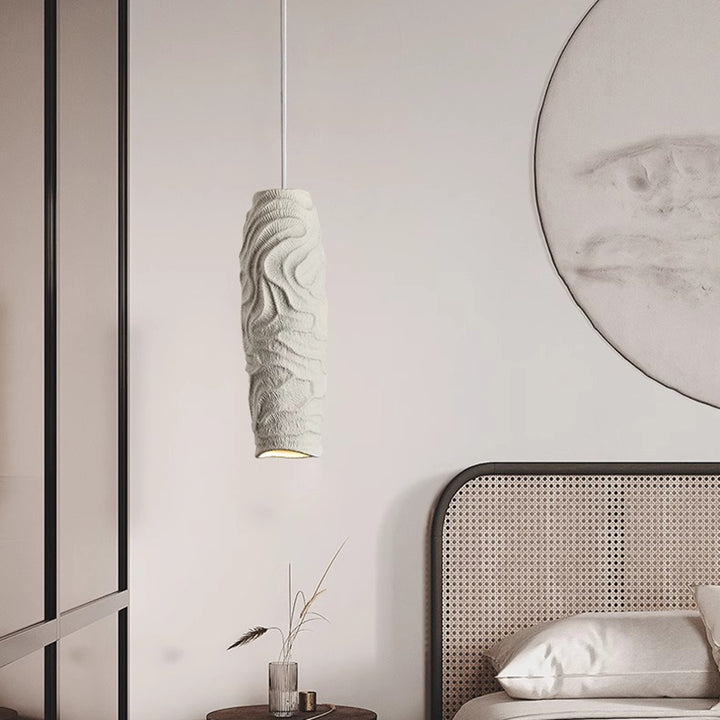 Contemporary Nordic Square Cylindrical Vase Iron Resin Fiberglass 1-Light Pendant Light For Bedroom