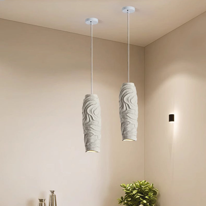 Contemporary Nordic Square Cylindrical Vase Iron Resin Fiberglass 1-Light Pendant Light For Bedroom