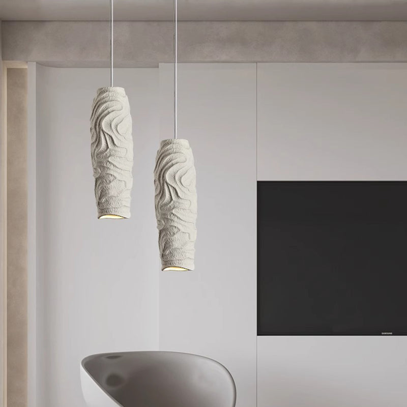 Contemporary Nordic Square Cylindrical Vase Iron Resin Fiberglass 1-Light Pendant Light For Bedroom