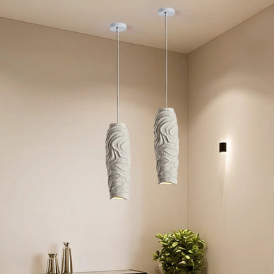 Contemporary Nordic Square Cylindrical Vase Iron Resin Fiberglass 1-Light Pendant Light For Bedroom