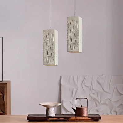 Contemporary Nordic Square Cylindrical Vase Iron Resin Fiberglass 1-Light Pendant Light For Bedroom