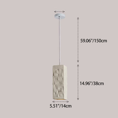 Contemporary Nordic Square Cylindrical Vase Iron Resin Fiberglass 1-Light Pendant Light For Bedroom
