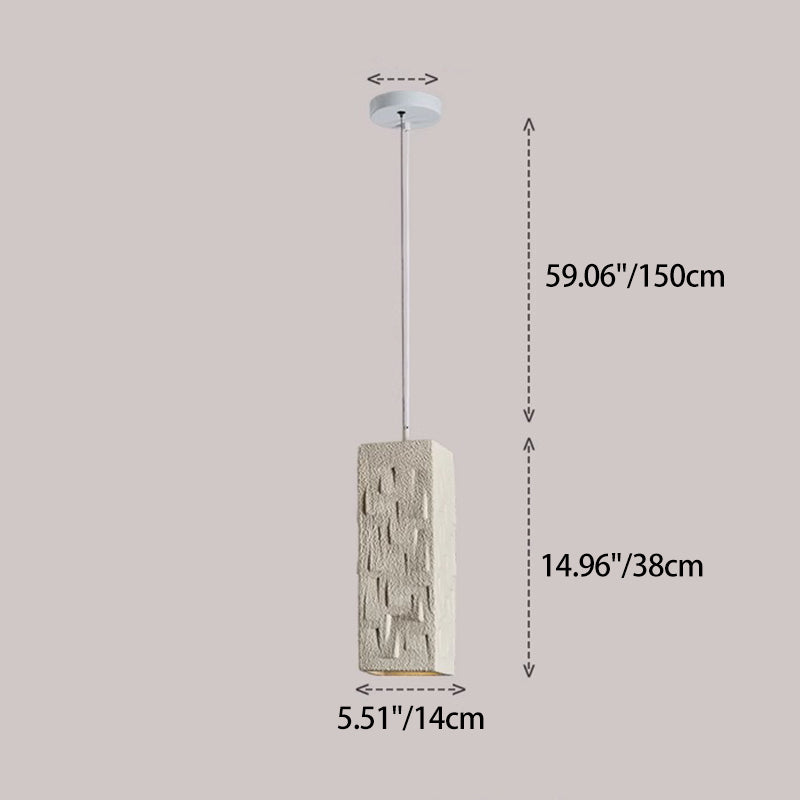 Contemporary Nordic Square Cylindrical Vase Iron Resin Fiberglass 1-Light Pendant Light For Bedroom