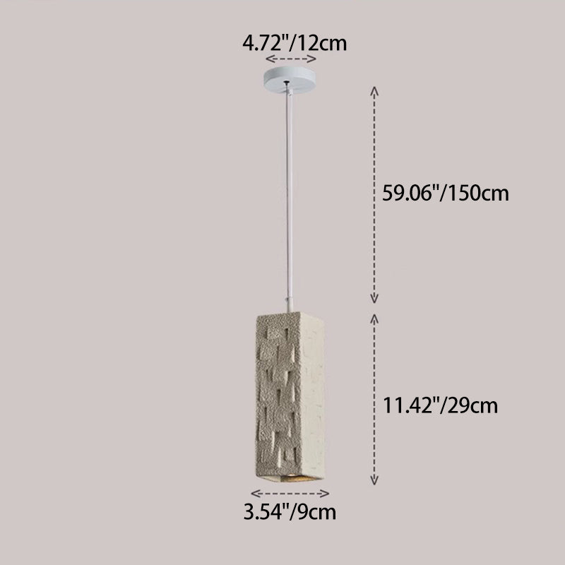 Contemporary Nordic Square Cylindrical Vase Iron Resin Fiberglass 1-Light Pendant Light For Bedroom