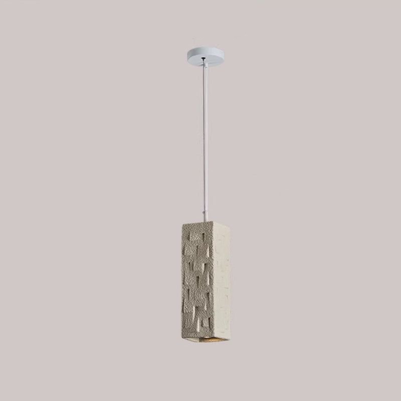 Contemporary Nordic Square Cylindrical Vase Iron Resin Fiberglass 1-Light Pendant Light For Bedroom