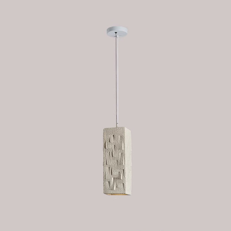 Contemporary Nordic Square Cylindrical Vase Iron Resin Fiberglass 1-Light Pendant Light For Bedroom