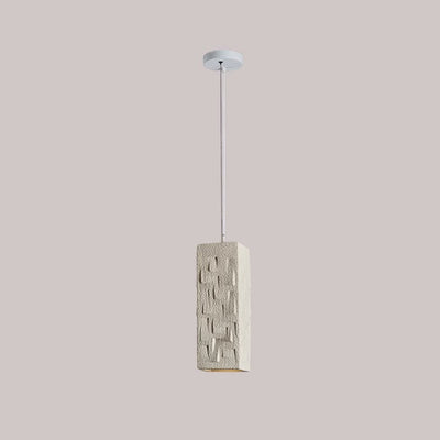 Contemporary Nordic Square Cylindrical Vase Iron Resin Fiberglass 1-Light Pendant Light For Bedroom