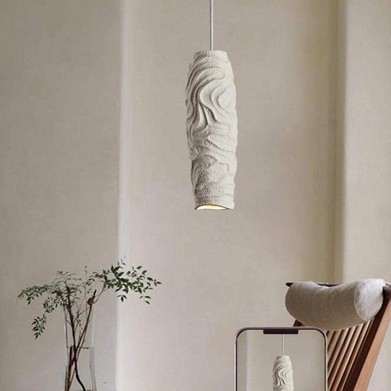 Contemporary Nordic Square Cylindrical Vase Iron Resin Fiberglass 1-Light Pendant Light For Bedroom