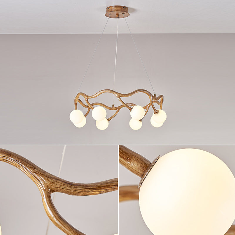 Modern Minimalist Circular Metal Resin Glass 6/8/10/12/16-Light Chandelier For Living Room