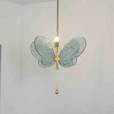 Contemporary Creative Butterfly-Shaped Resin Hardware 2-Light Pendant Light For Bedroom