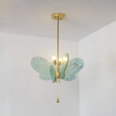 Contemporary Creative Butterfly-Shaped Resin Hardware 2-Light Pendant Light For Bedroom