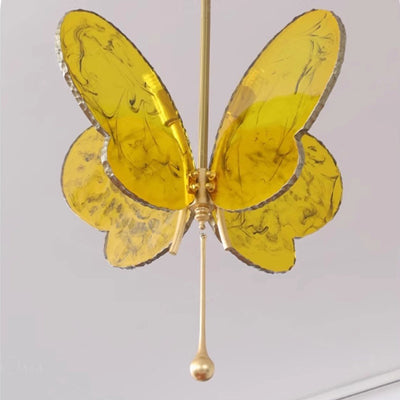 Contemporary Creative Butterfly-Shaped Resin Hardware 2-Light Pendant Light For Bedroom