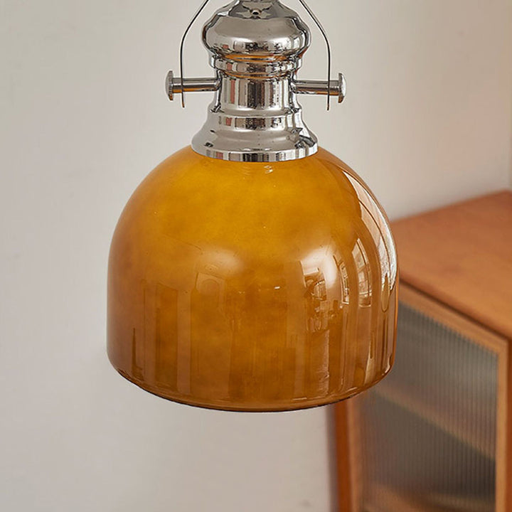 Lámpara colgante de 1 luz de vidrio de hierro redondo vintage tradicional para dormitorio 