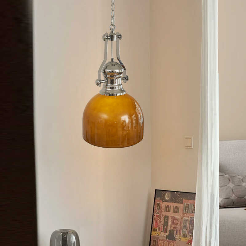 Lámpara colgante de 1 luz de vidrio de hierro redondo vintage tradicional para dormitorio 