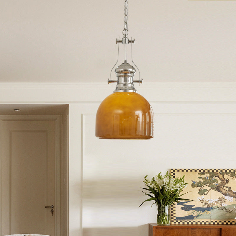 Lámpara colgante de 1 luz de vidrio de hierro redondo vintage tradicional para dormitorio 