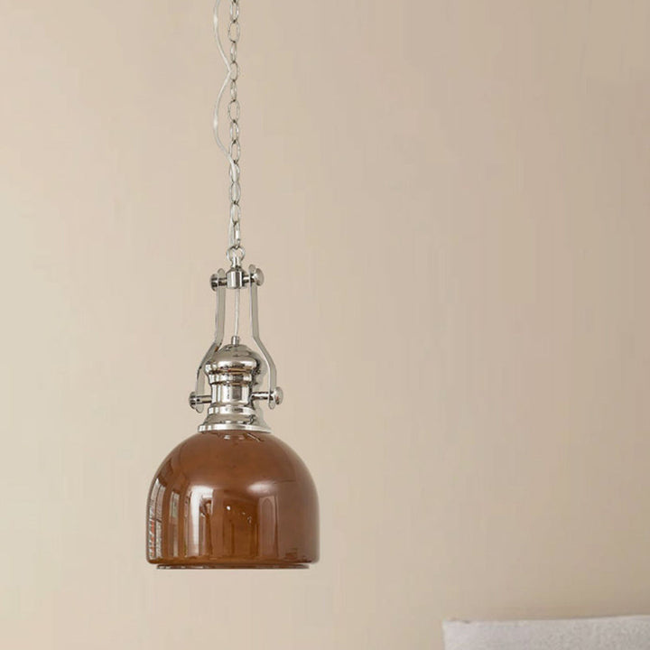 Lámpara colgante de 1 luz de vidrio de hierro redondo vintage tradicional para dormitorio 