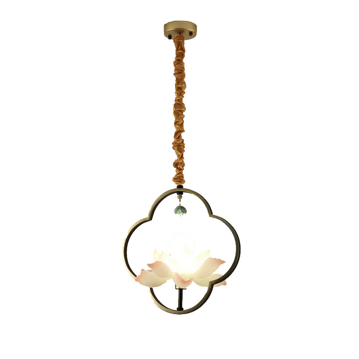 Chandelier traditionnel chinois en céramique avec résine de fer et lotus à plusieurs têtes 1/3/6/8/12 lumières pour chambre 